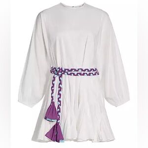 $395 NWT Rhode Ella Cotton Dress in White and Purple Sz Medium